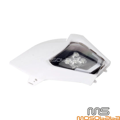 1X LED Headlight & White Cover for KTM 450/500 EXC, FREERIDE 250 F (2017-2023)