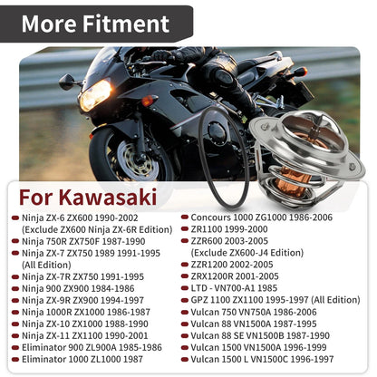 Thermostat w/ O-Ring for Kawasaki ZX6 ZX7 ZX7R ZX9R ZX10 ZX11 (1988–2004)