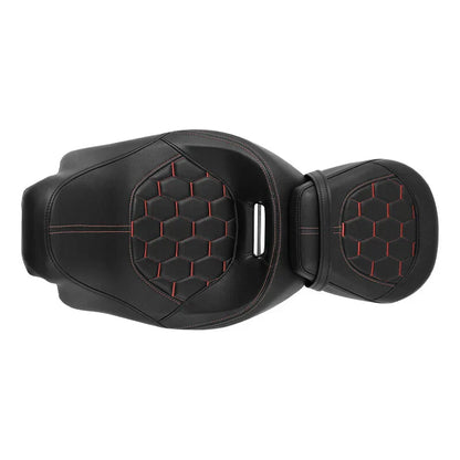 Black Driver Passenger Seat Red Stitching for Harley Touring CVO (2009-2023)