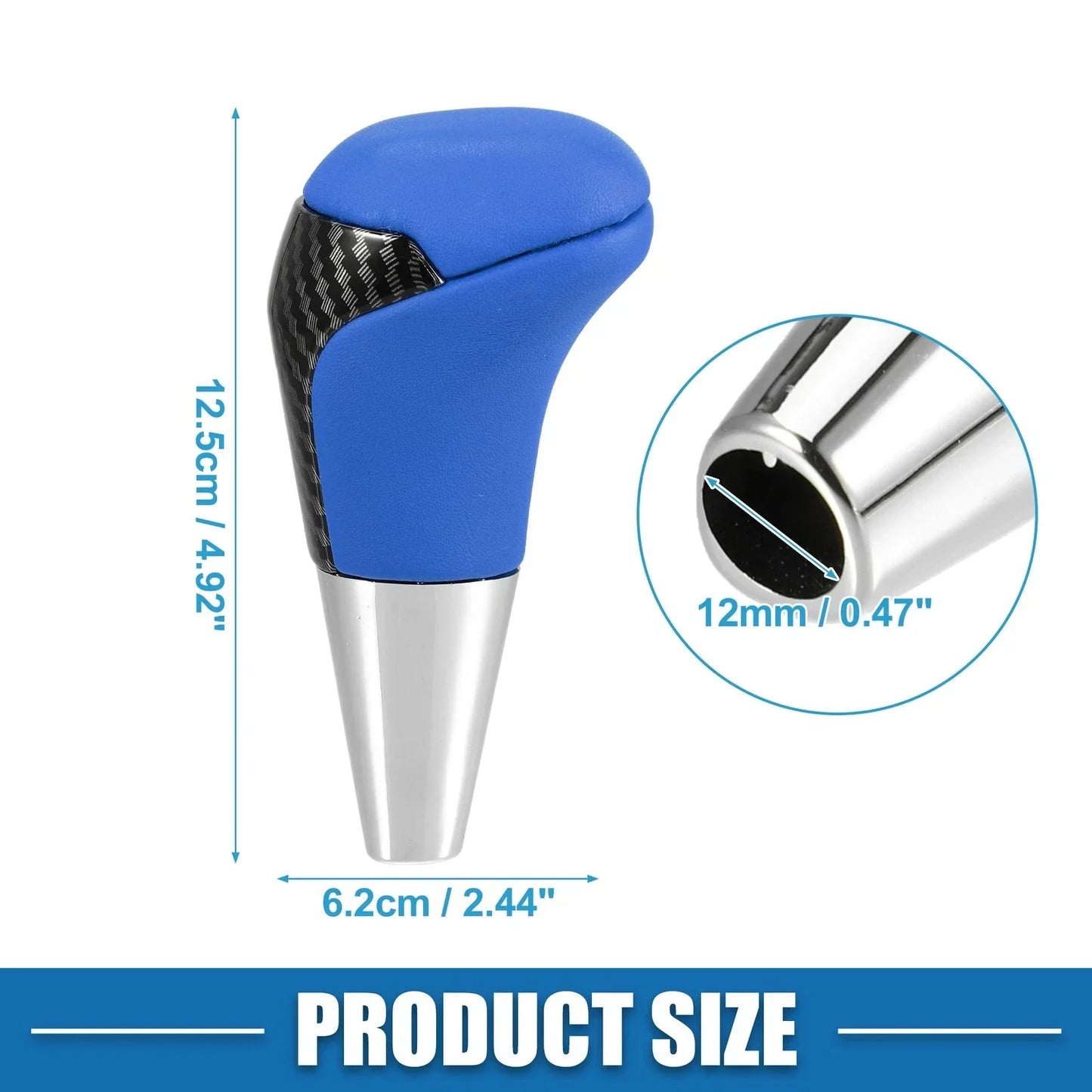 Carbon Fiber Gear Shift Knob for Toyota - Unpunched Faux Leather Blue