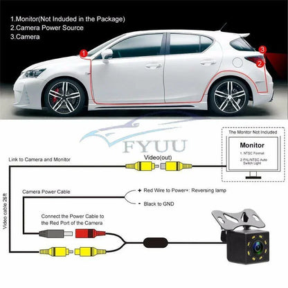 8 LED Night Vision 170° Wide Angle Backup Camera for Car RV