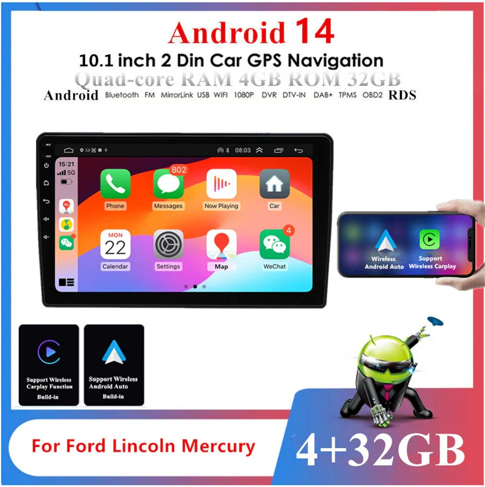 10.1'' Head Unit Car Stereo GPS Radio for 2004-2008 Ford F150