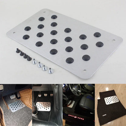Aluminum Car Floor Carpet Mat Patch Heel Scuff Plate Pedal Pad 28x16cm