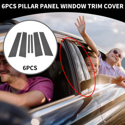 6 x Car Pillar Window Trim for BMW 3 Series E90 Sedan Black Carbon Fiber (2005-2012)