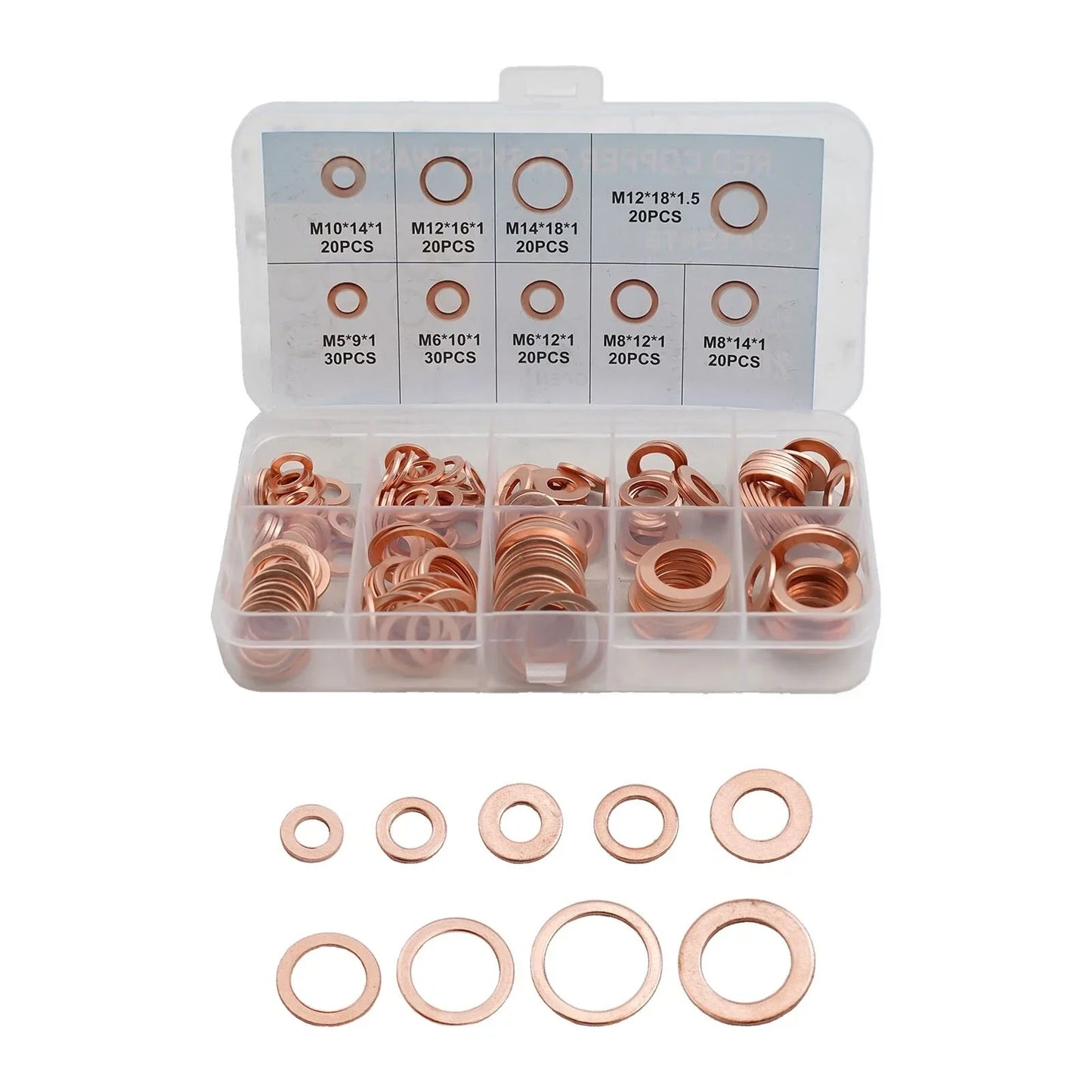 200pcs Diesel Injector Copper Seal Washer Installation for Car Marine