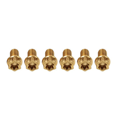 6pcs M6x35mm Titanium Torx Head Flange Bolts for Motor Bike Bicycle Gold