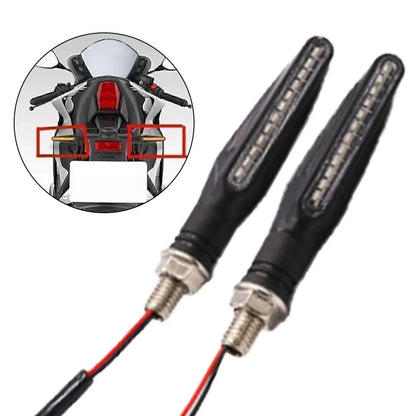 2 x Motorcycle Indicator Lights Amber Flowing Sequential Design