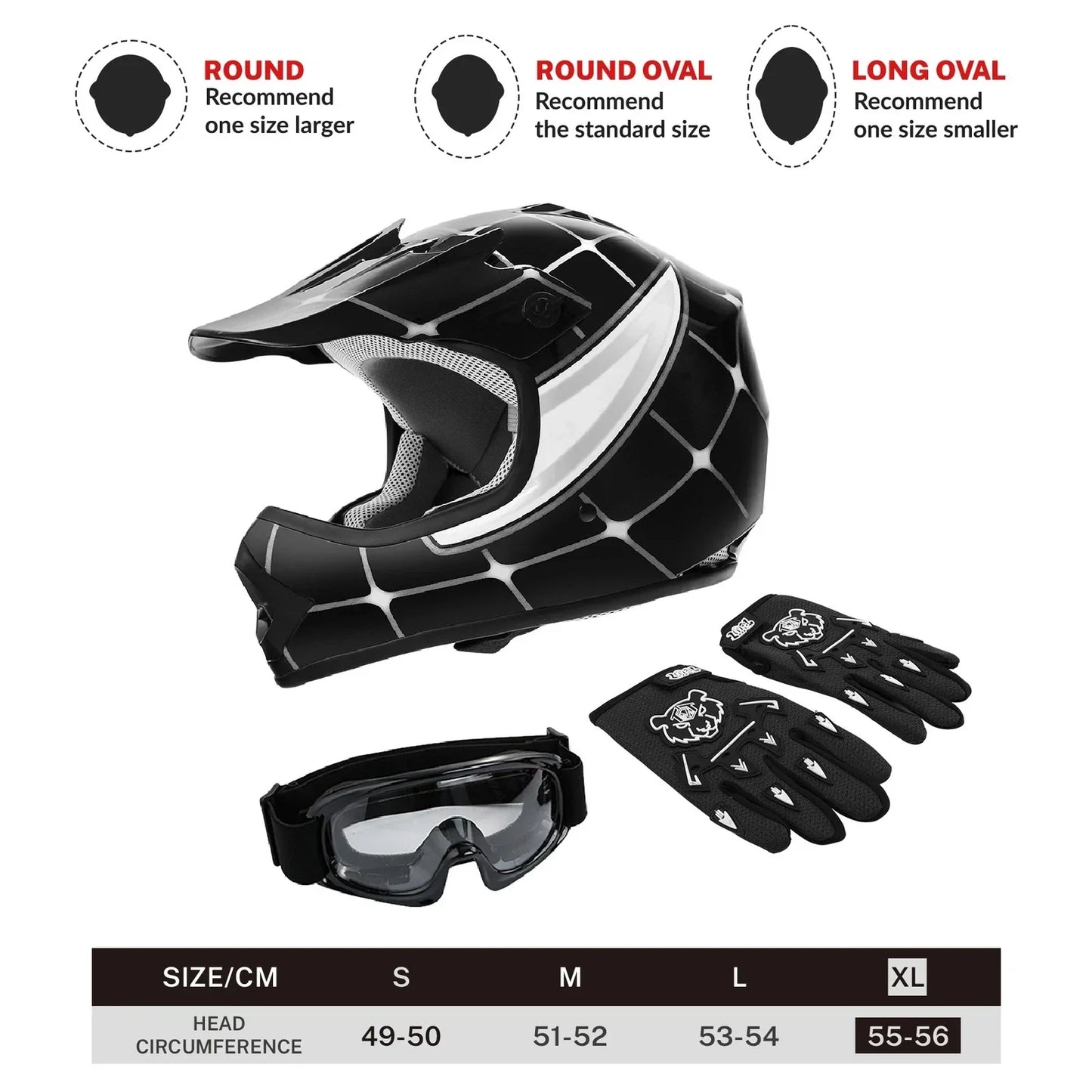 Youth Dirt Bike Helmet for ATV Motorcycle Kid Motocross Offroad Black/Red