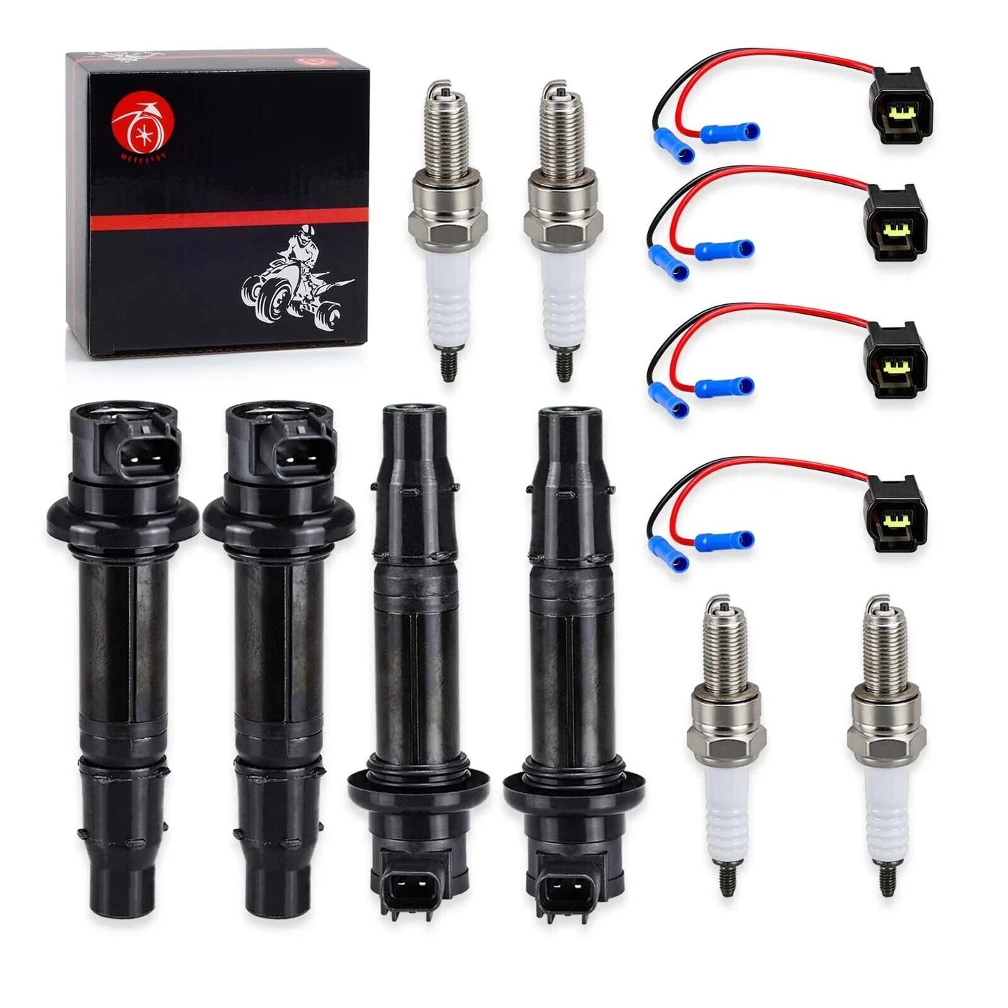 4x Ignition Coil & Plug w/Spark Plug for Yamaha YZF-R1 (2002–2006)