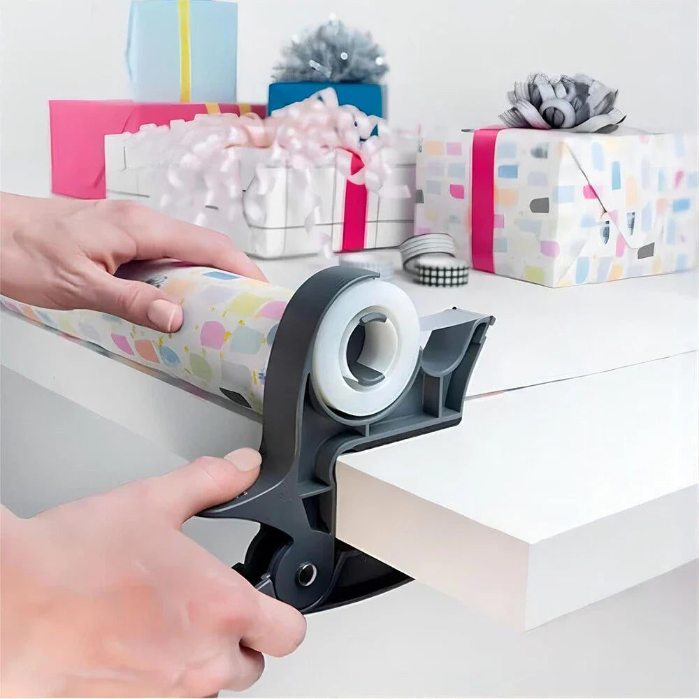 Wrapping Paper Clamps with Tape Dispensers for Gift Wrapping - Grey