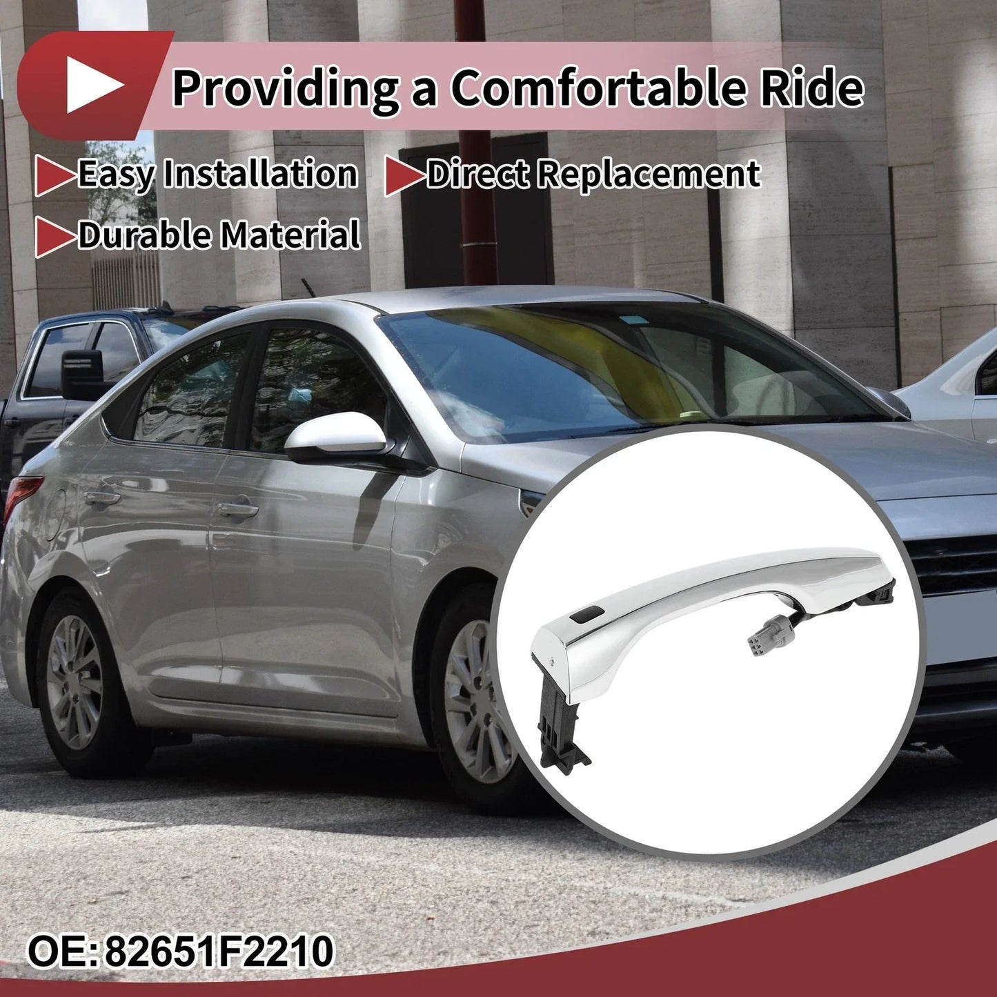 Car Door Handle Grip for Hyundai Elantra Front Left (2011-2016) Silver Tone