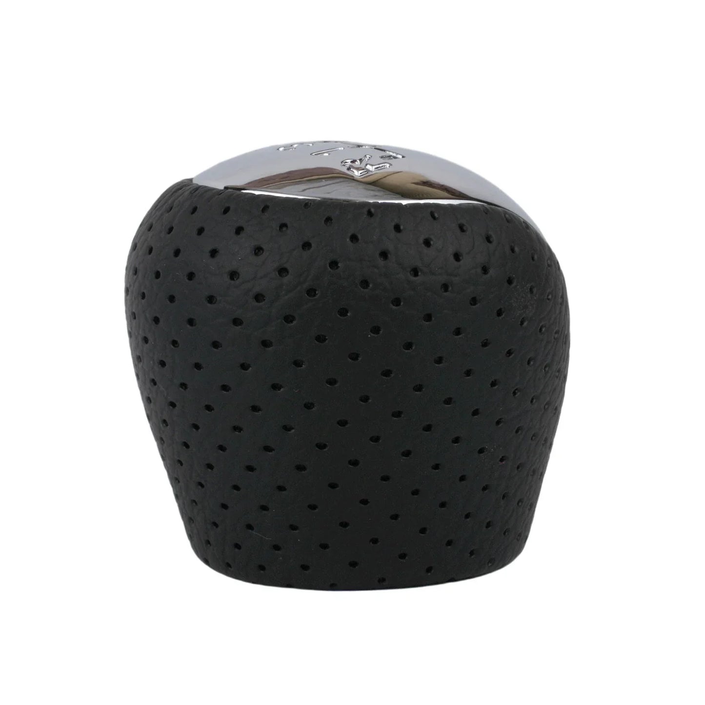 1x Perforated PU Leather Gear Knob Chrome 6-Speed for Hyundai I30 IX35 Black