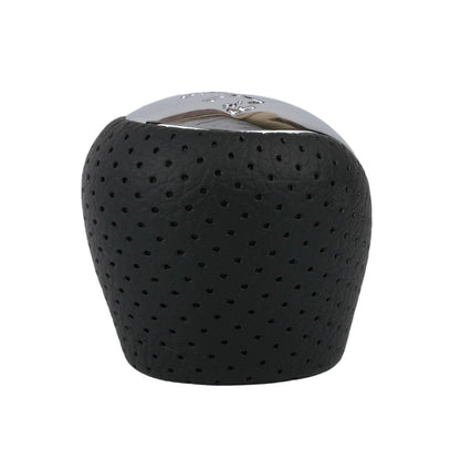 1x Perforated PU Leather Gear Knob Chrome 6-Speed for Hyundai I30 IX35 Black