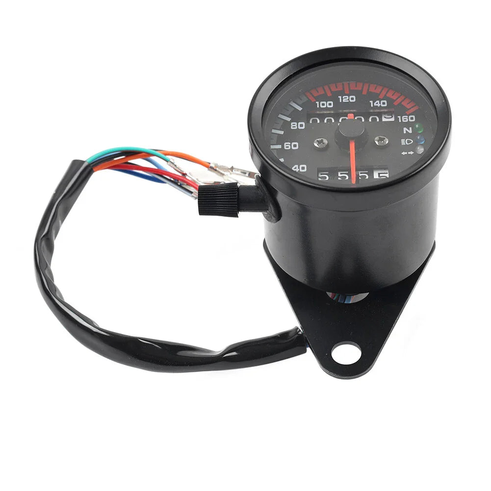 Mini Speedometer Odometer Gauge w/ Indicator Light for Motorcycle (12V)