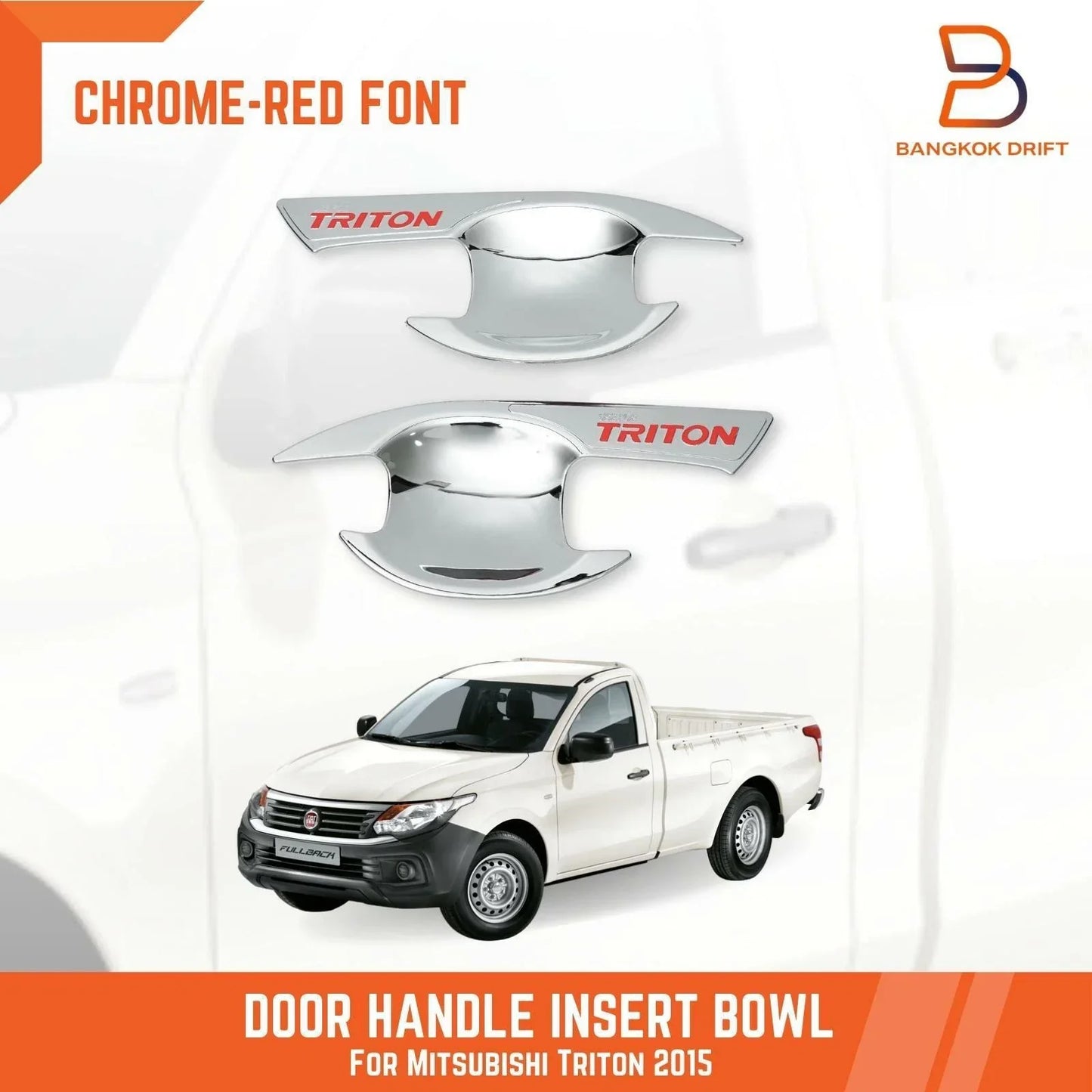 Chrome Red  Door Handle Insert Bowl Cup Trim for Mitsubishi Triton L200 (15-22)