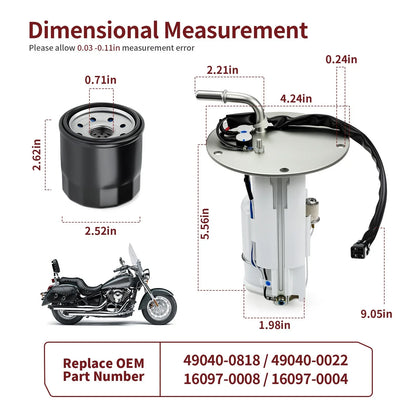 2x Fuel Pump + Oil Filter for Kawasaki Vulcan VN900B/VN900D (2006–2024)