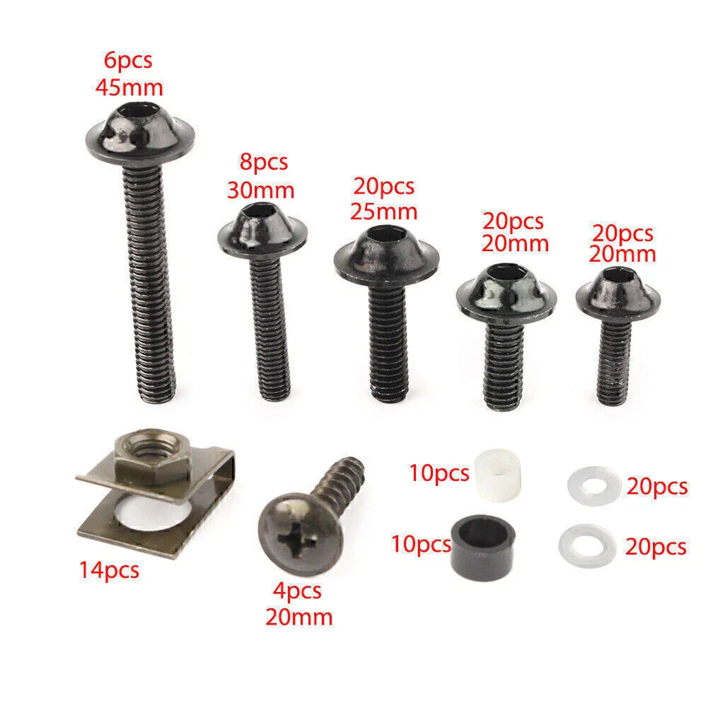 CNC Alloy Black Fairing Bolt Bodywork Screws Nuts for Kawasaki