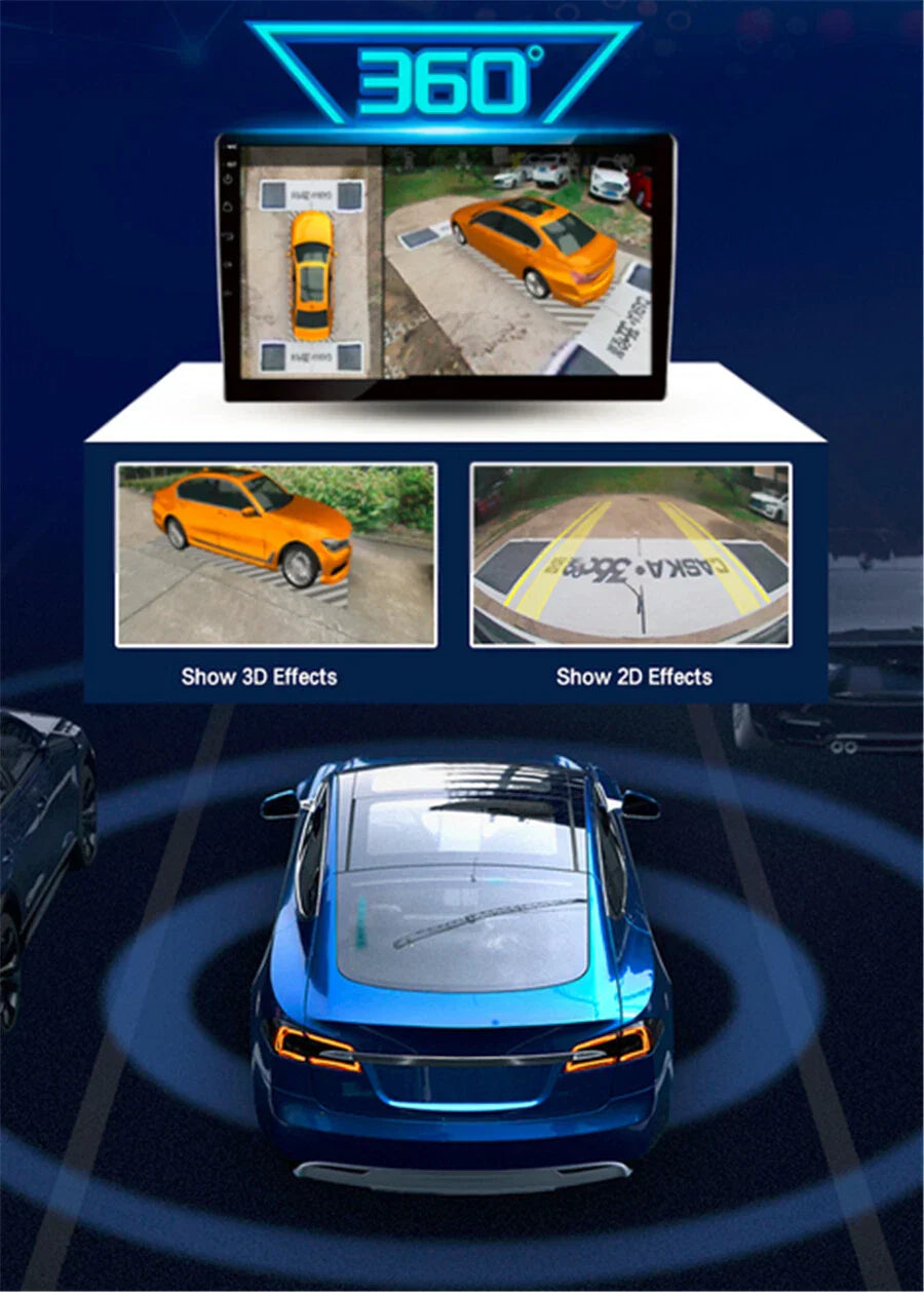 360° Panoramic 4-Way Parking Reverse Camera for Car Stereo - Waterproof