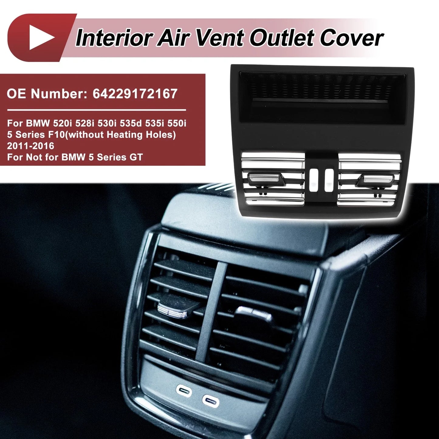 Rear Center Console Air Outlet Vent Grille for BMW 520i 528i