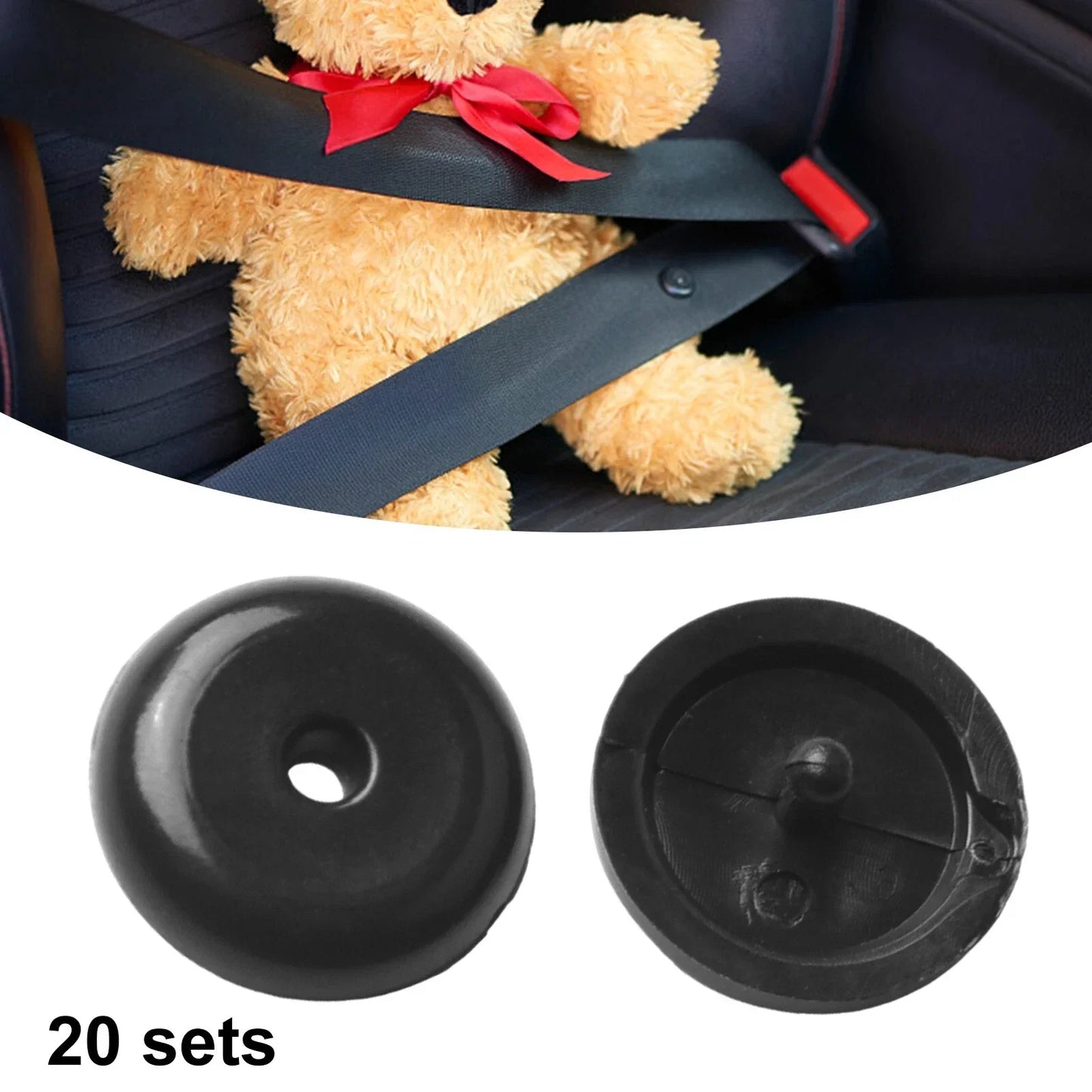 20 Pairs Seat Belt Button Buckle Stopper Black for Car