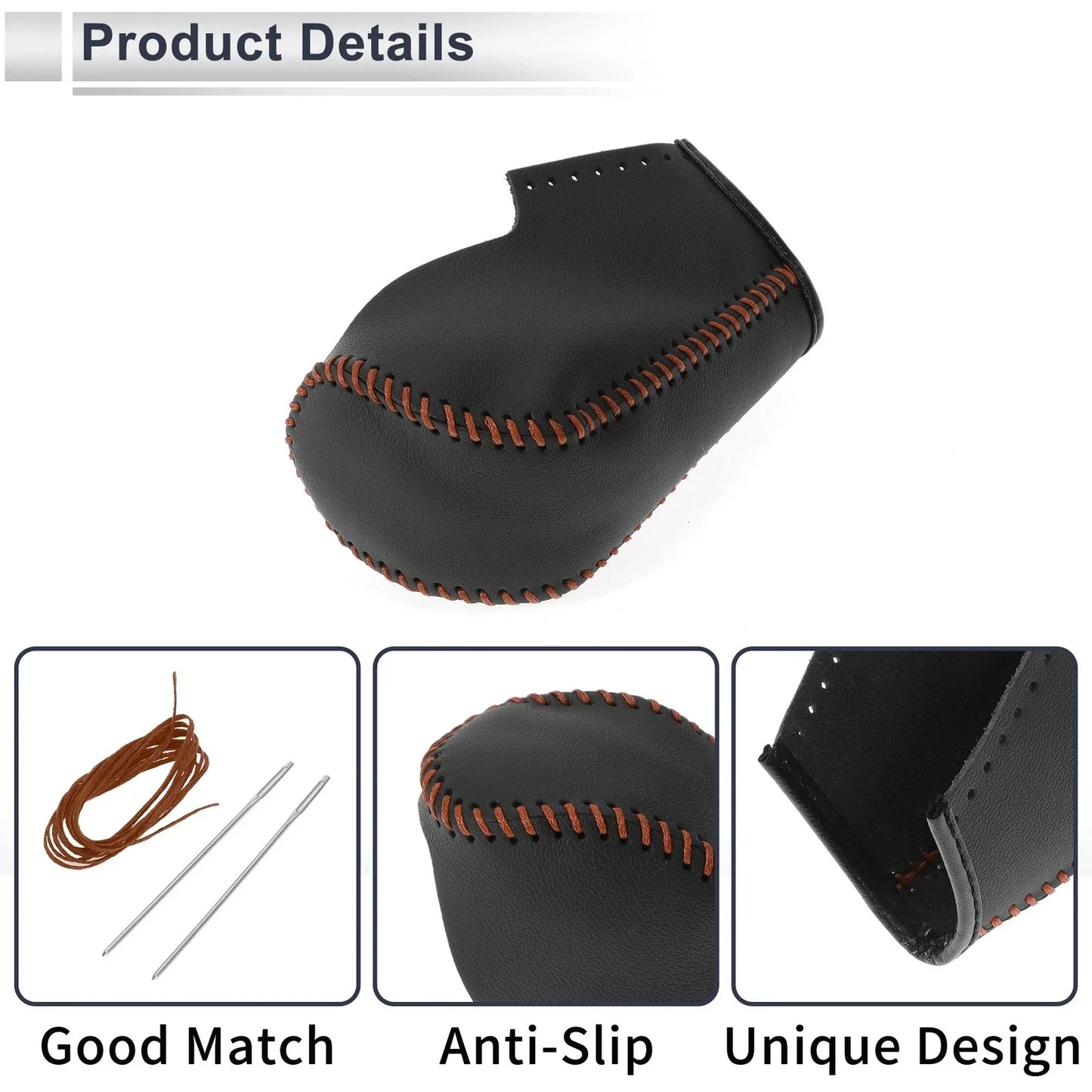 Gear Shift Knob Cover for BMW 3 Series (2004-2012) Black Faux Leather