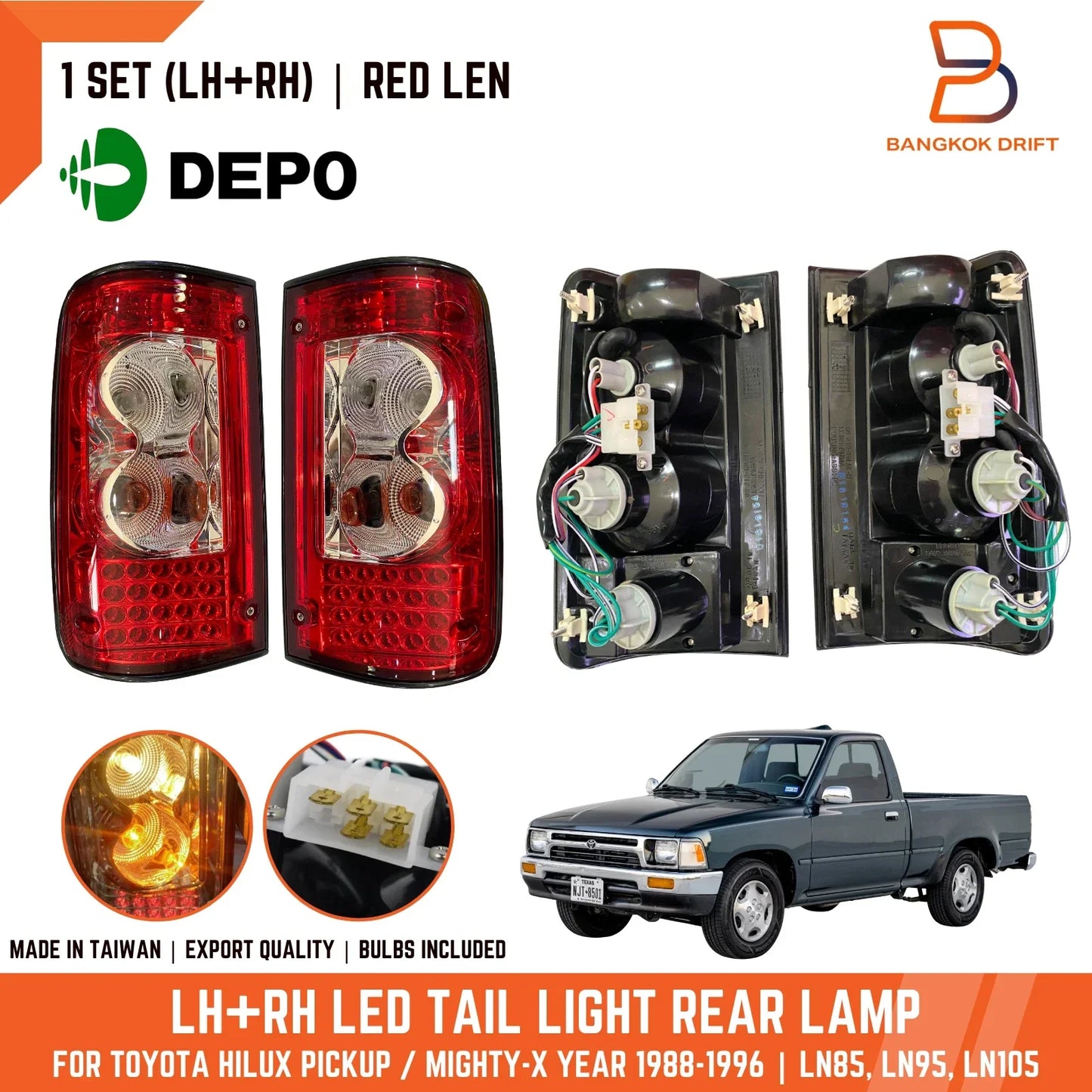 DEPO  LED Tail Lights for Toyota Hilux Ute (1988-1997)