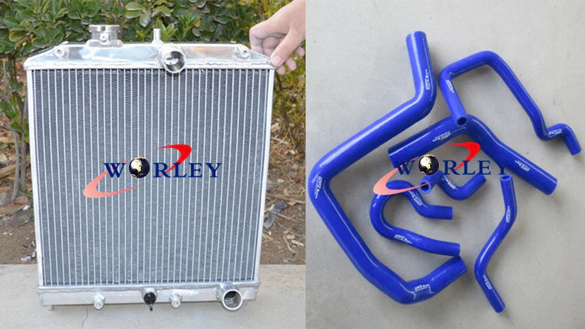 Aluminum Radiator + Black Hose for Honda Civic EG EK B16 B18 CRX Del Sol (1992-2001)