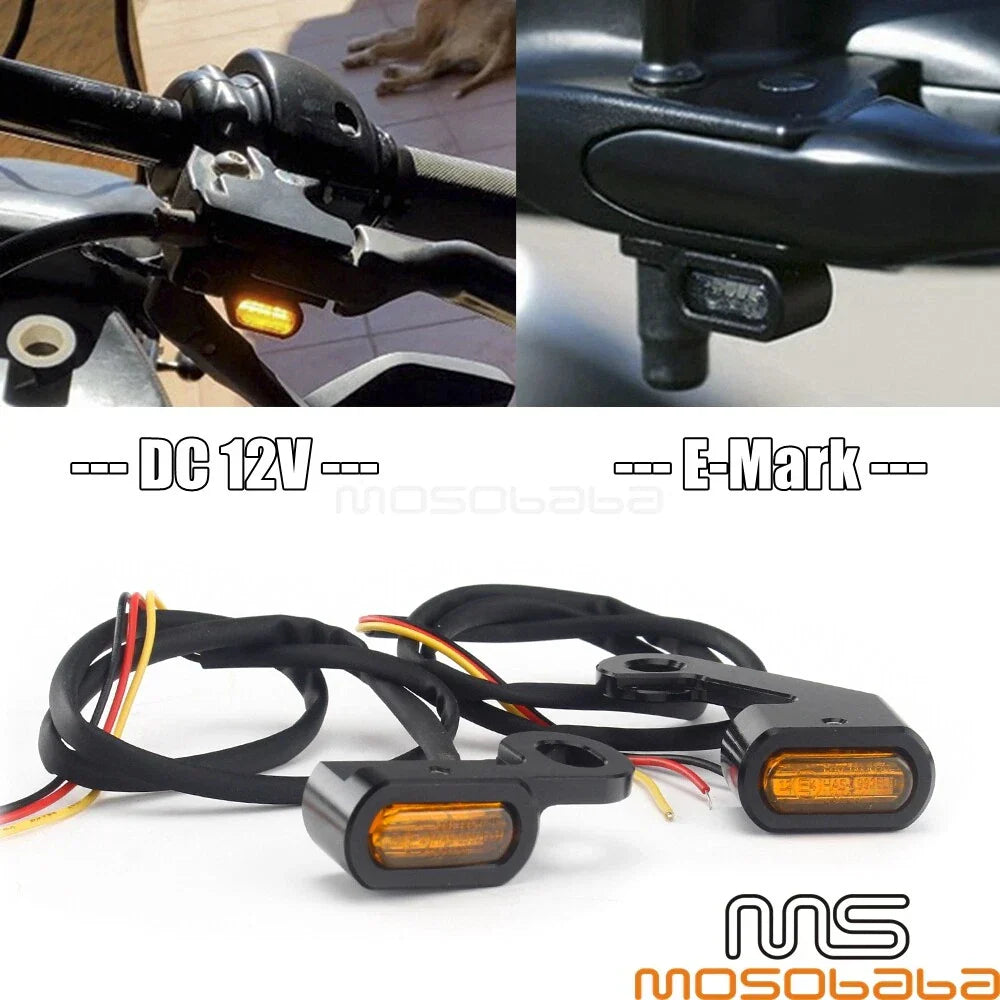 Mini Amber LED Turn Signal Lights for Harley Touring Softail