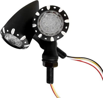 LED Turn Signal Lights for Harley Motorcycle - Black Indicator Lamps