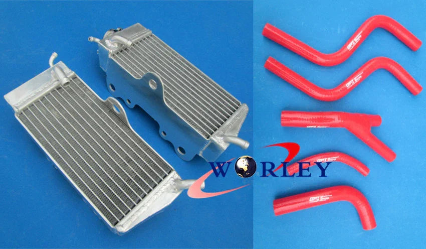 Aluminum Radiator & Red Hose for Honda CR250 CR250R (1985-1987)