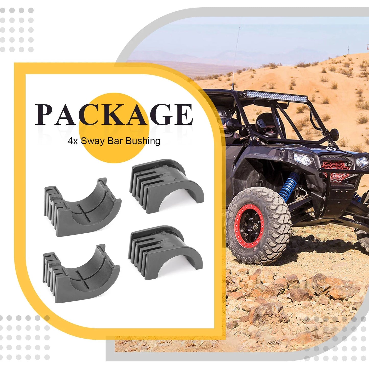 4x Rear Stabilizer Sway Bar Bushing for Polaris RZR XP 900 / XP 4 900 (2011–2013)