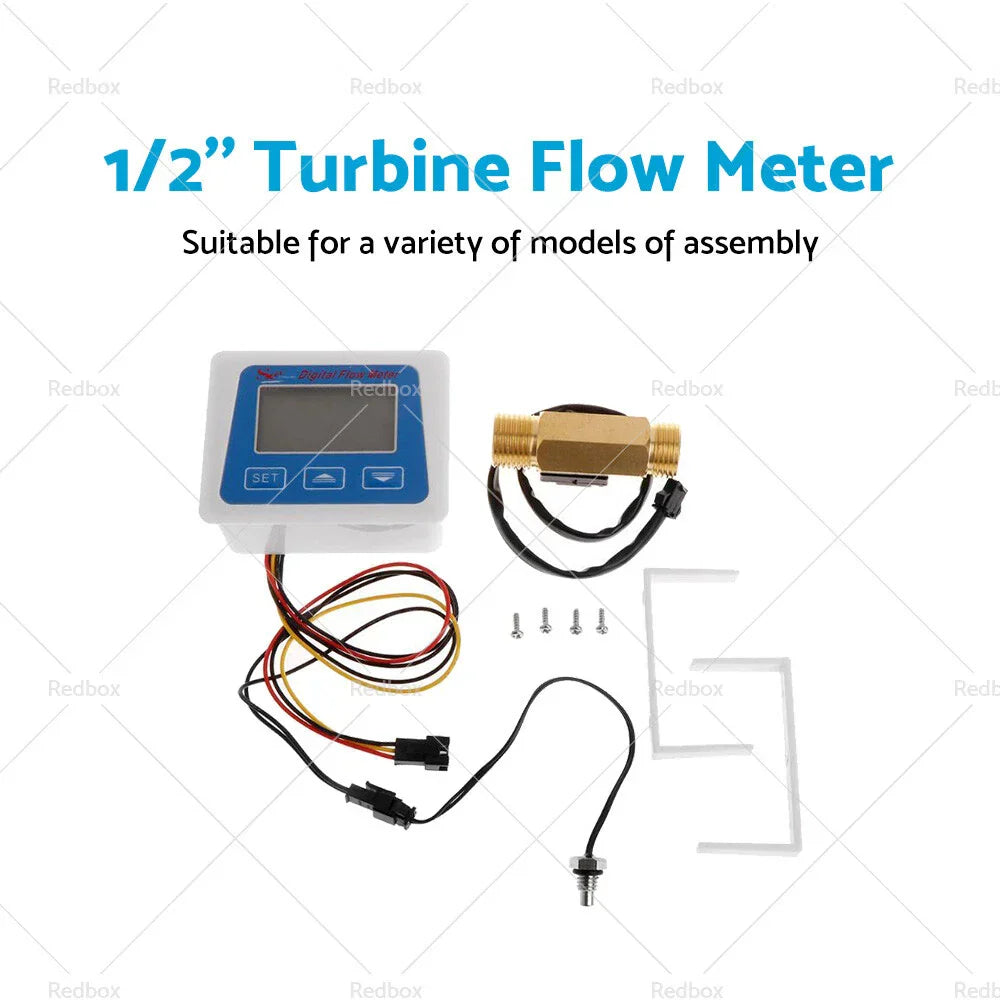 1/2" Digital LED Turbine Gauge Kerosene Fuel Water Flow Meter for Car