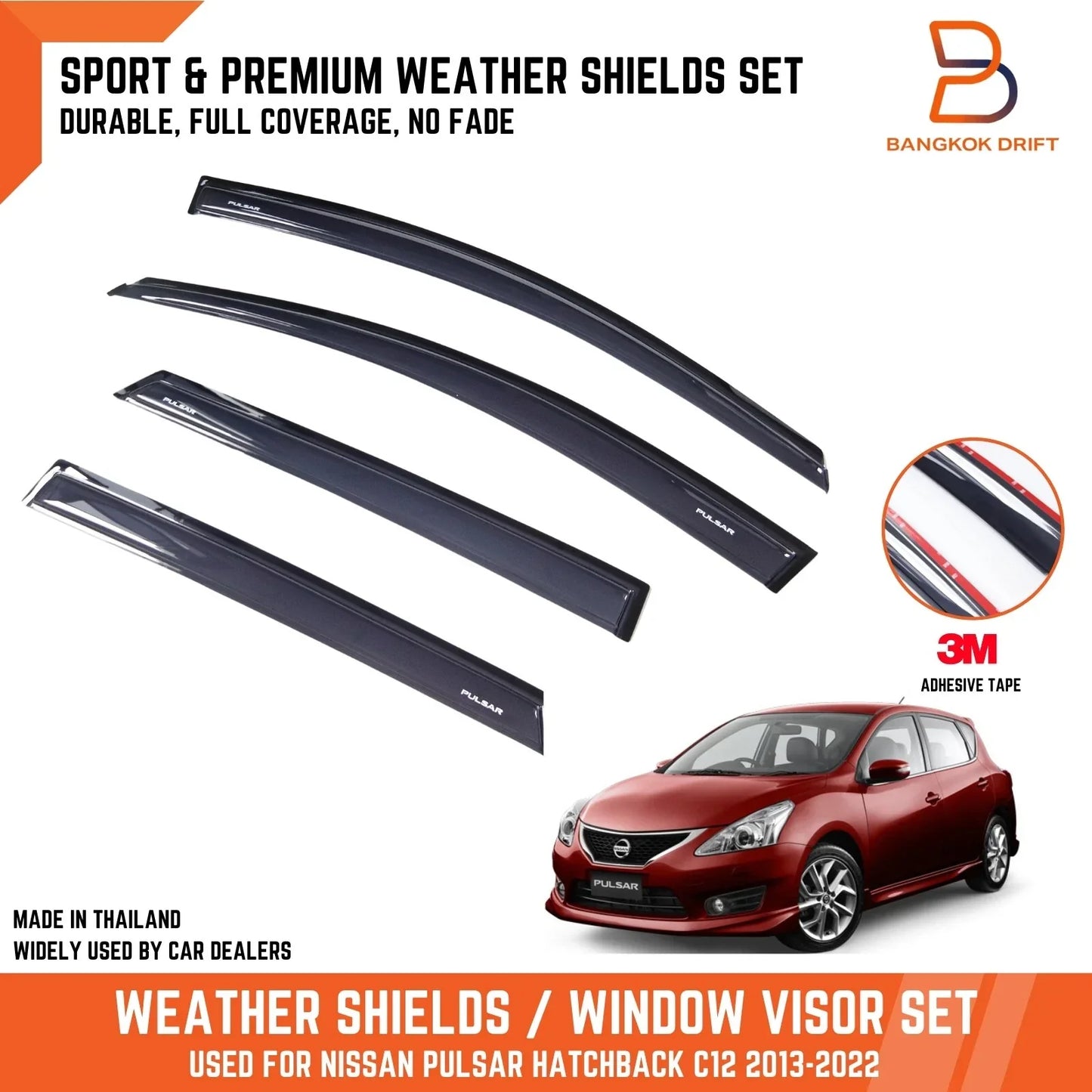 Weather Shield Window Visor Rain Guard for Nissan Pulsar C12 (2013-2022)