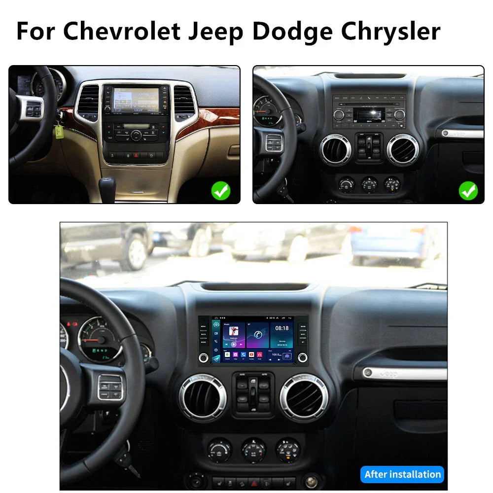 7" Android 13 GPS Stereo Radio for Jeep, Chevrolet, Dodge, Chrysler (2011-2023)