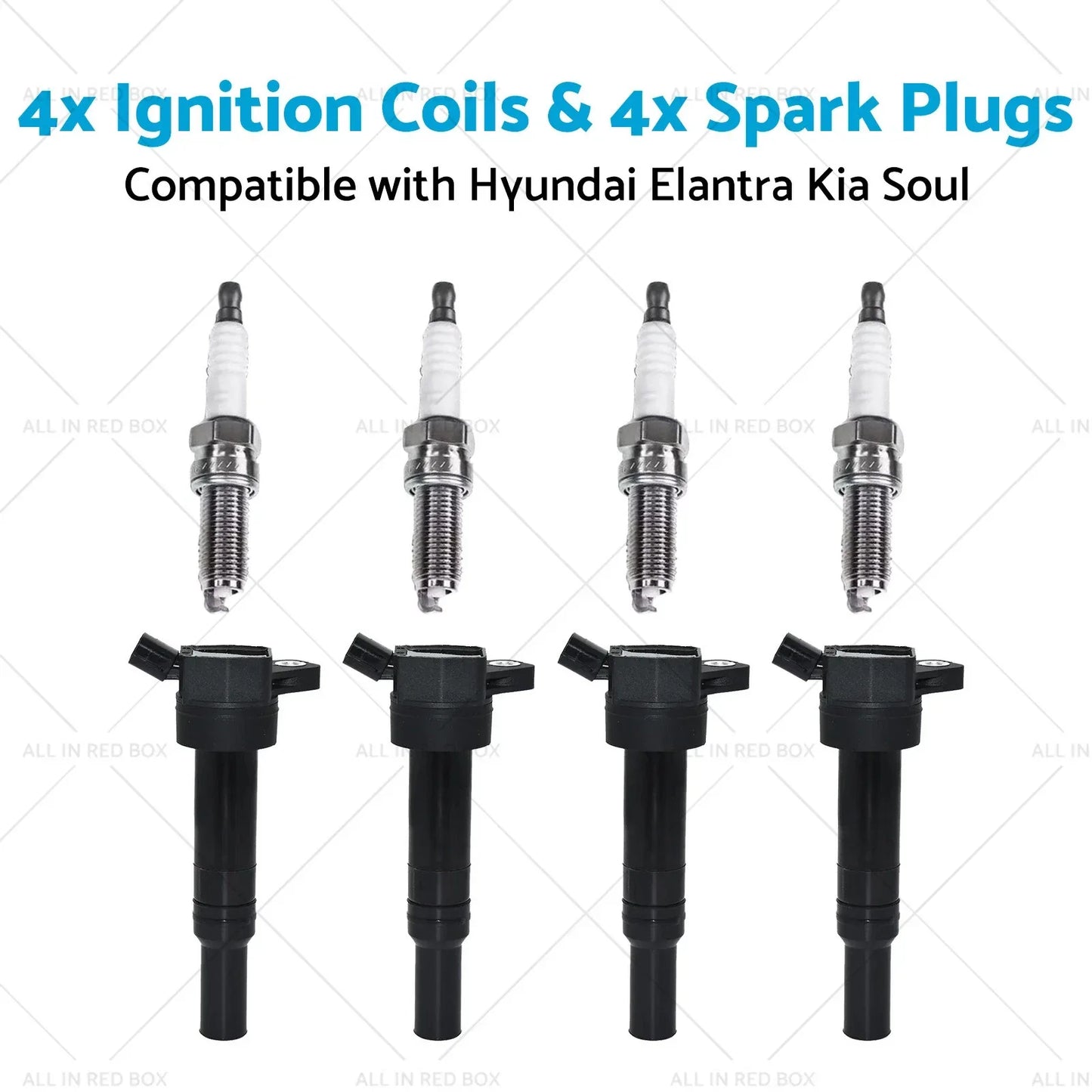 4 x Ignition Coils & 4 x Spark Plugs for Hyundai Elantra, Kia Soul (2011-2016)