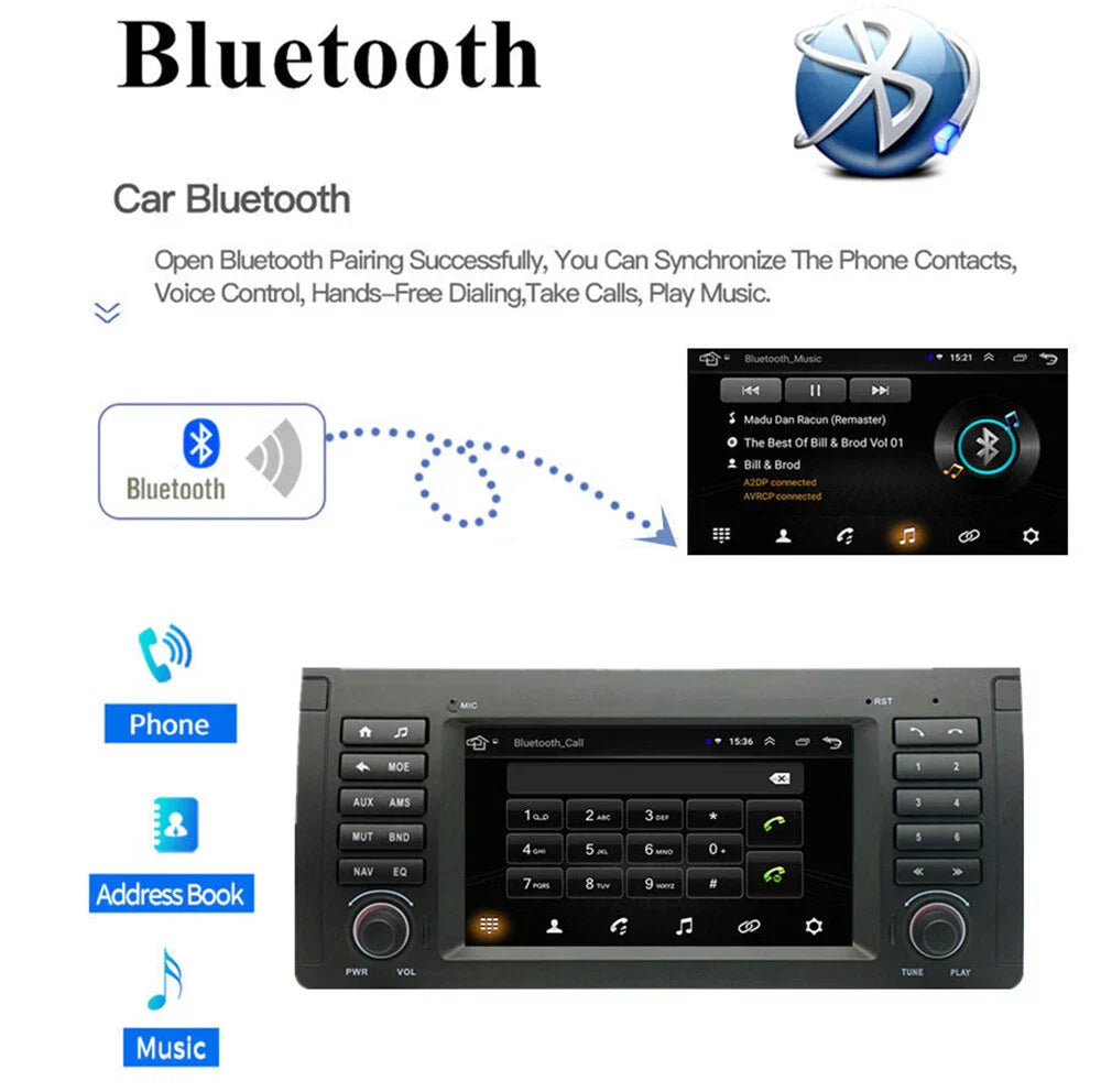 7" Android Car Stereo Radio GPS Navi Head Unit for BMW E39 E53 E38 (1995-2003)