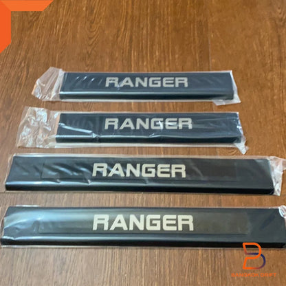 Ranger Door Entry Guard Kick Plate Sill Cover Black Chrome for Dual Cab (12-25)