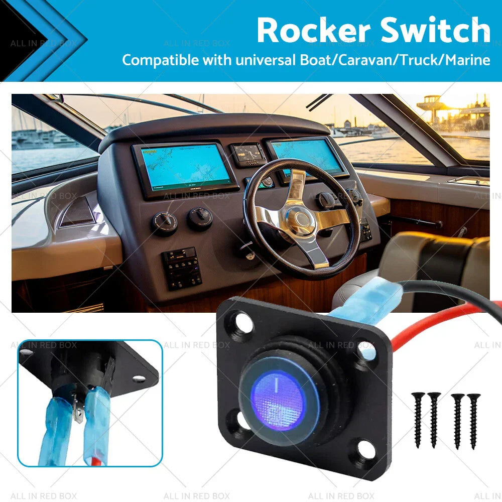 12V 1 Gang Toggle Rocker Switch Panel ON/OFF for Boat, Caravan, Truck, Marine