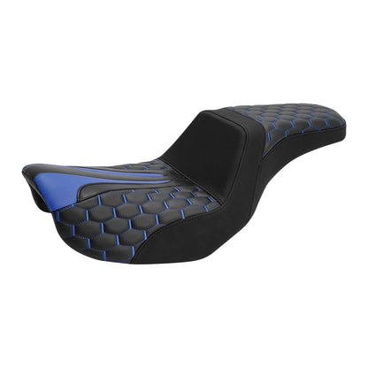 Black Driver Passenger Seat for Harley Dyna Super Glide Wide Glide (2006-2017)