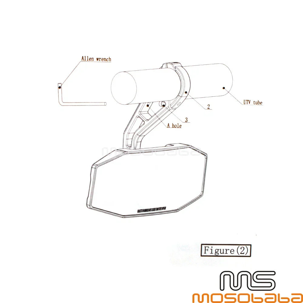 Rearview Center Mirror w/ 1.75" Clamp for Polaris RZR S 800 900 (2008-2019)