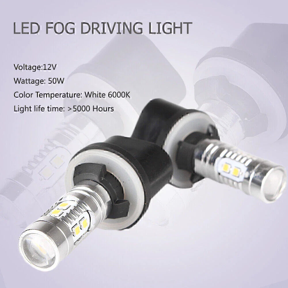 1 Pair 360�� LED Fog Light Bulbs for Car Driving Lamp 880 6000K