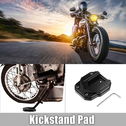 Aluminum Alloy Motorcycle Kickstand Plate Pad for BMW with Wrench Black