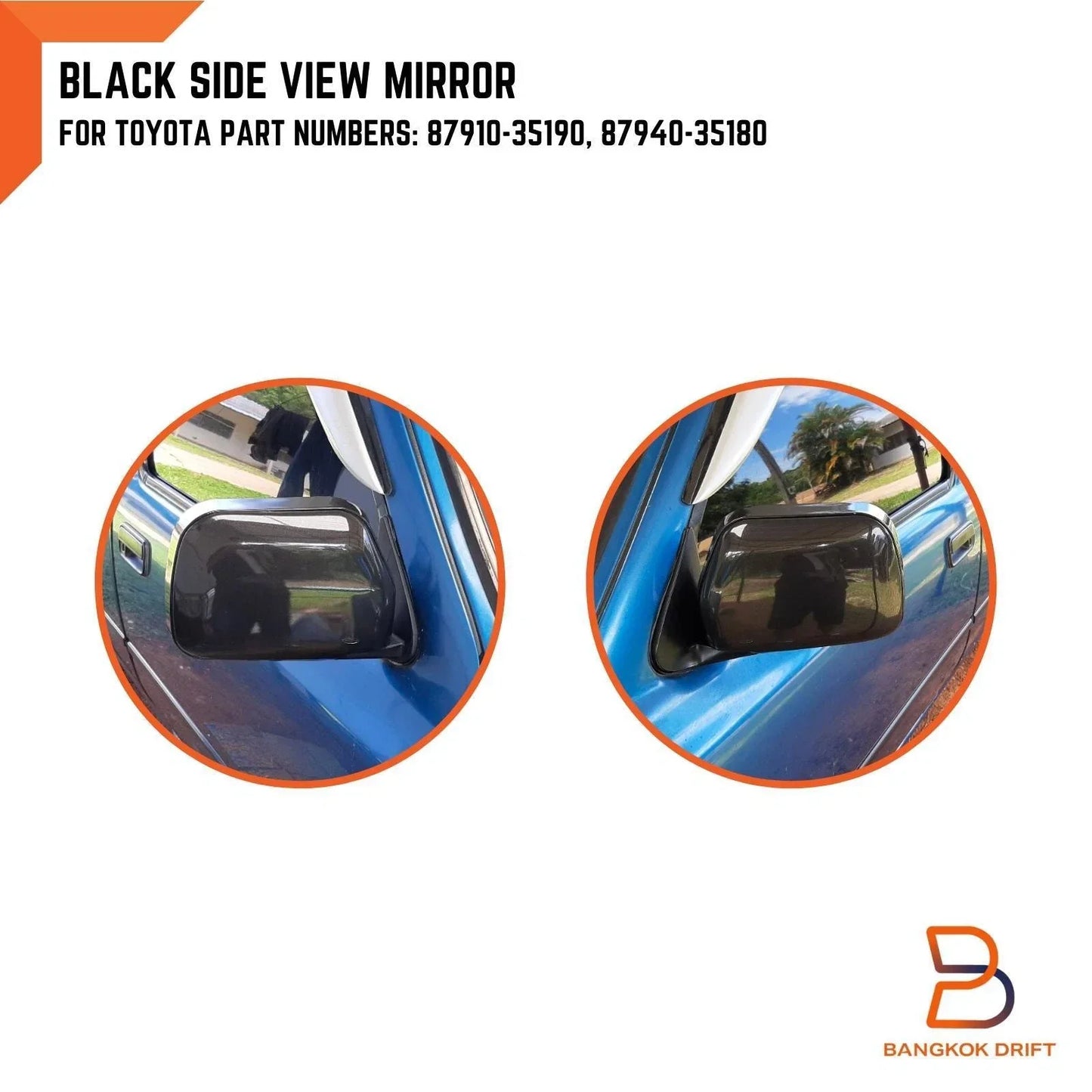 Black Door Side Mirror for Toyota Hilux Ute MK3 4Runner Surf (88-97)