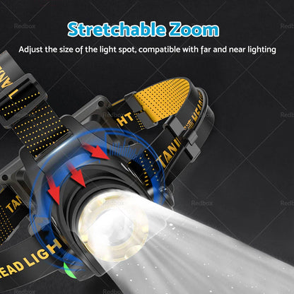12000000lm LED Headlamp USB Rechargeable Headlight for Car