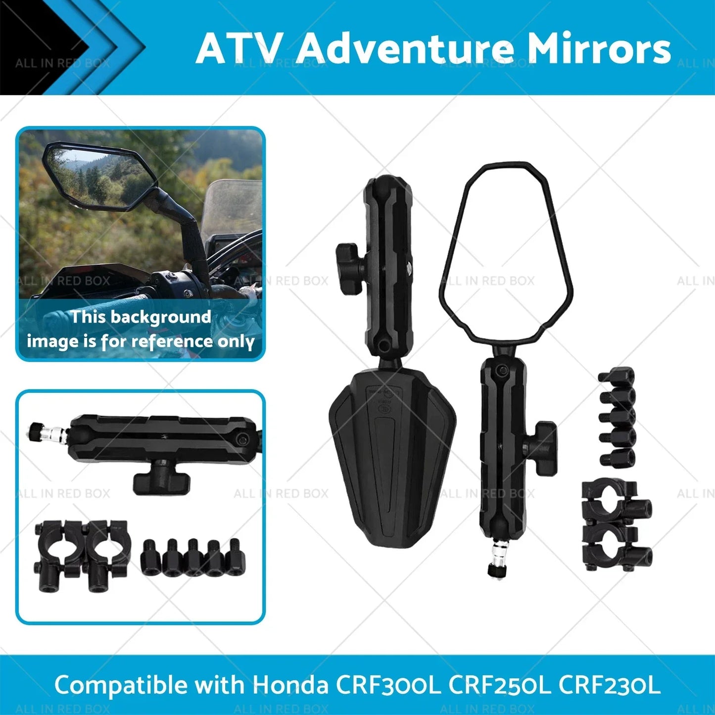 7/8" Handlebar Mount ATV Adventure Mirrors for Honda CRF300L 250L (2021-2023)