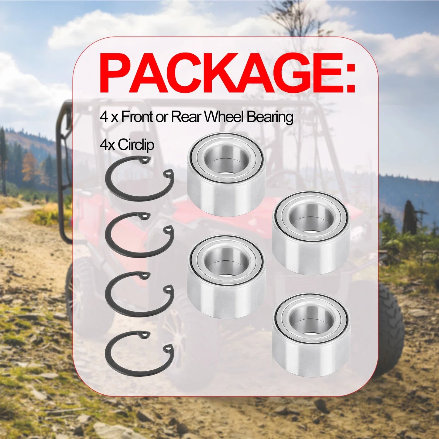 2x Front+Rear Wheel Bearing Circlip for Honda Pioneer 1000-5 (2016–2022)