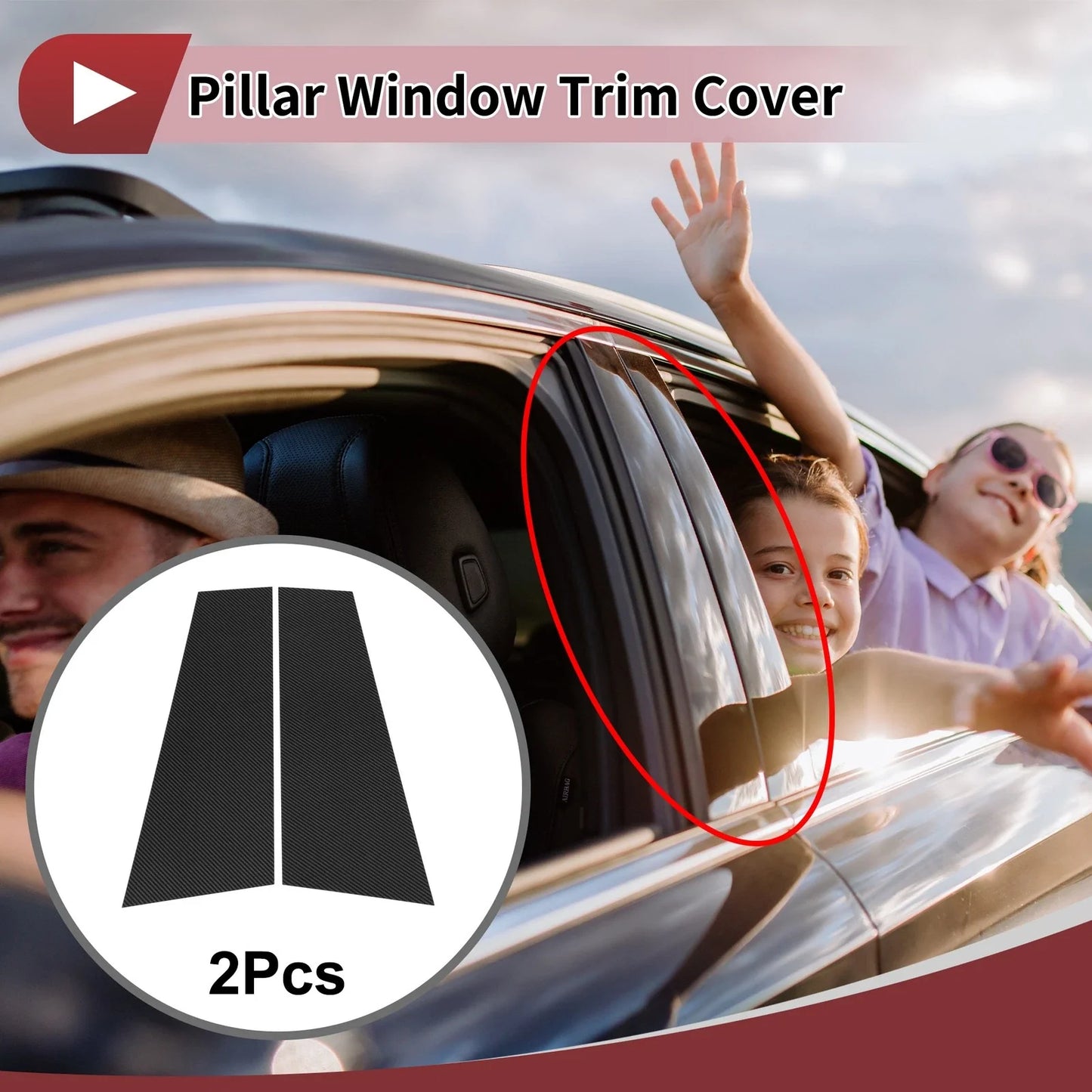 Front Rear Left Right Door Pillar Window Trim for BMW i4 Black Carbon Fiber
