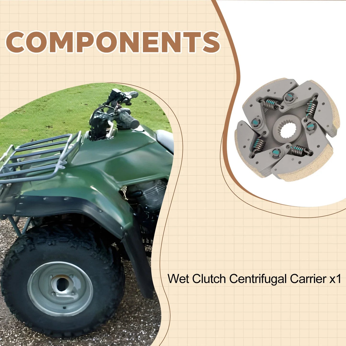 Centrifugal Carrier Wet Clutch for Kawasaki Bayou 300 4X4 KLF300C (1989–2004)