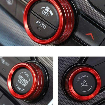 3 x AC Radio Switch Trim Ring Knob Covers for Dodge Challenger Charger (2015-2020)