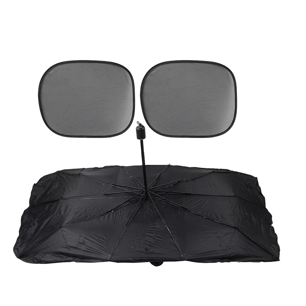 Windshield Sun Shade Umbrella Front Visor L Size Silver for Car